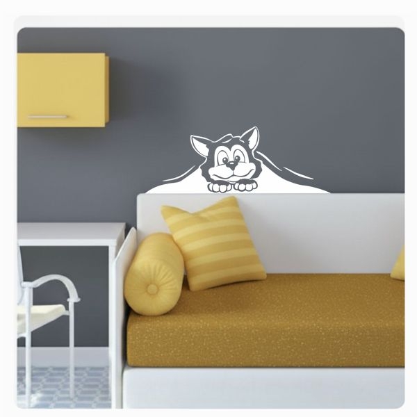 neugierige Katze Kater Wandtattoo Wandaufkleber W118